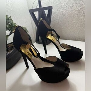 Michael Kors Black Peep Toe Heels